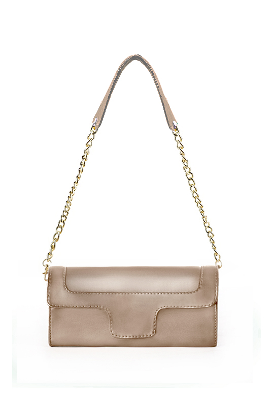 Women's tan beige luxurious elegant clutch for ceremonies, weddings and evenings out. - Top view